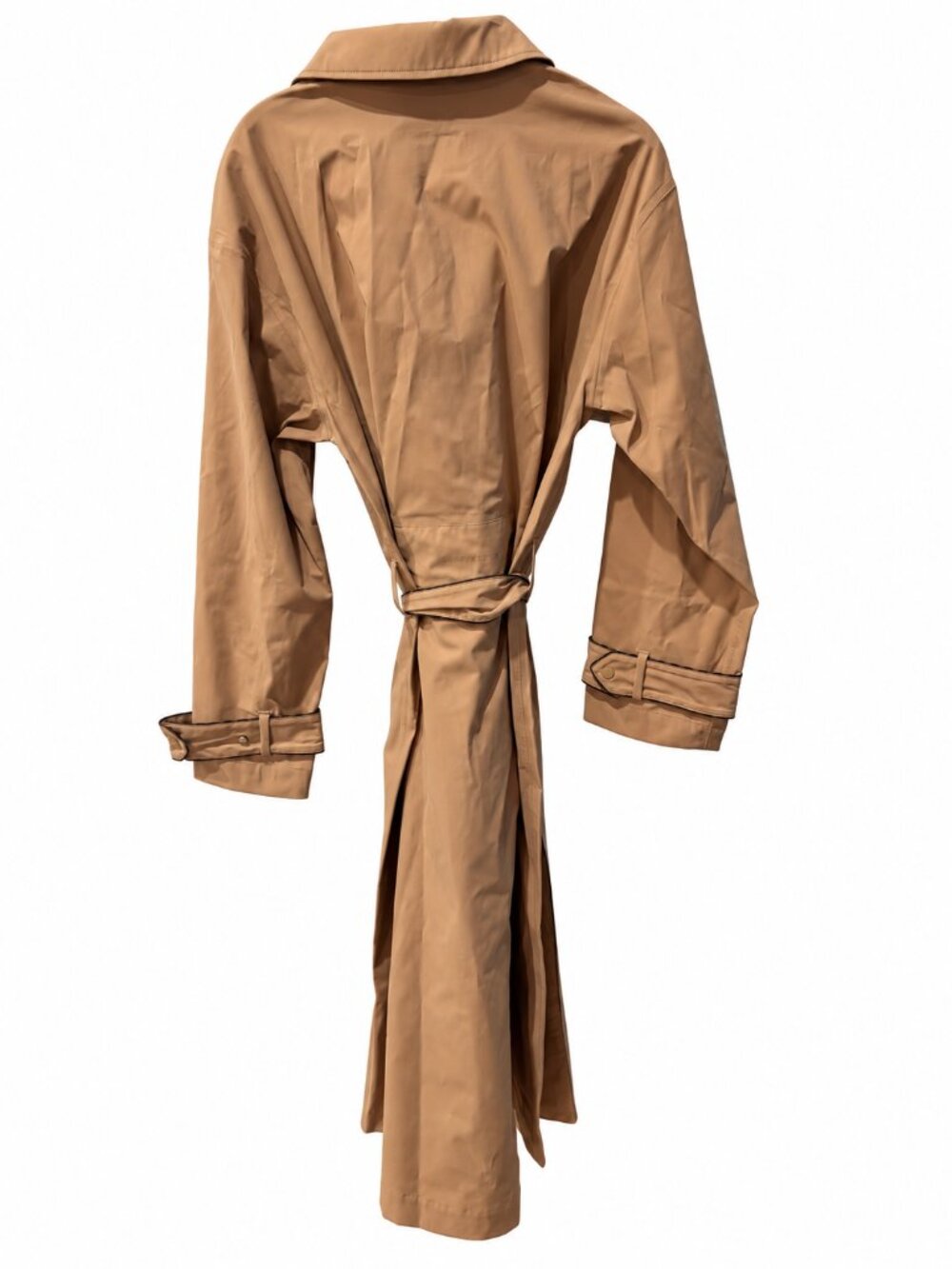 Sweaty Betty Trench Coat Womens Medium Camel Tan Belted Long Coat NWT $378 - Picture 5 of 5